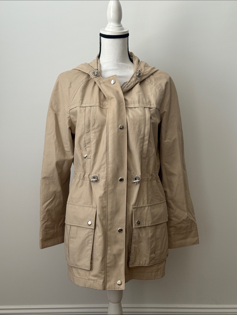 Nautica Women's Hooded Utility Jacket - Beige